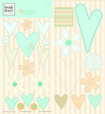 Heidi Grace - The Meadow - Chipboard Shapes with Glitter  (sold in 3's)